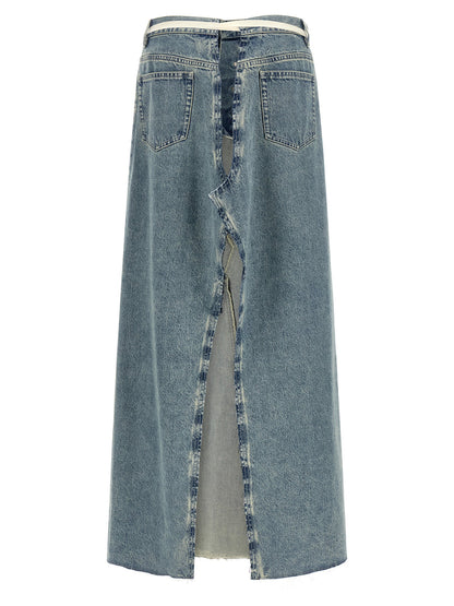 Maison Margiela Raw Hem Denim Skirt Light blue