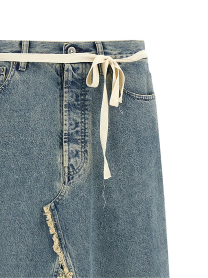 Maison Margiela Raw Hem Denim Skirt Light blue