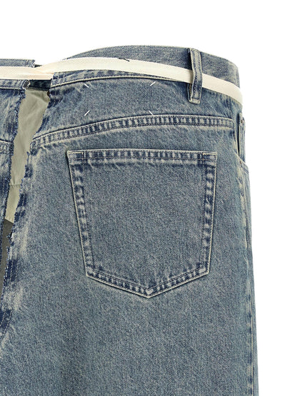 Maison Margiela Raw Hem Denim Skirt Light blue