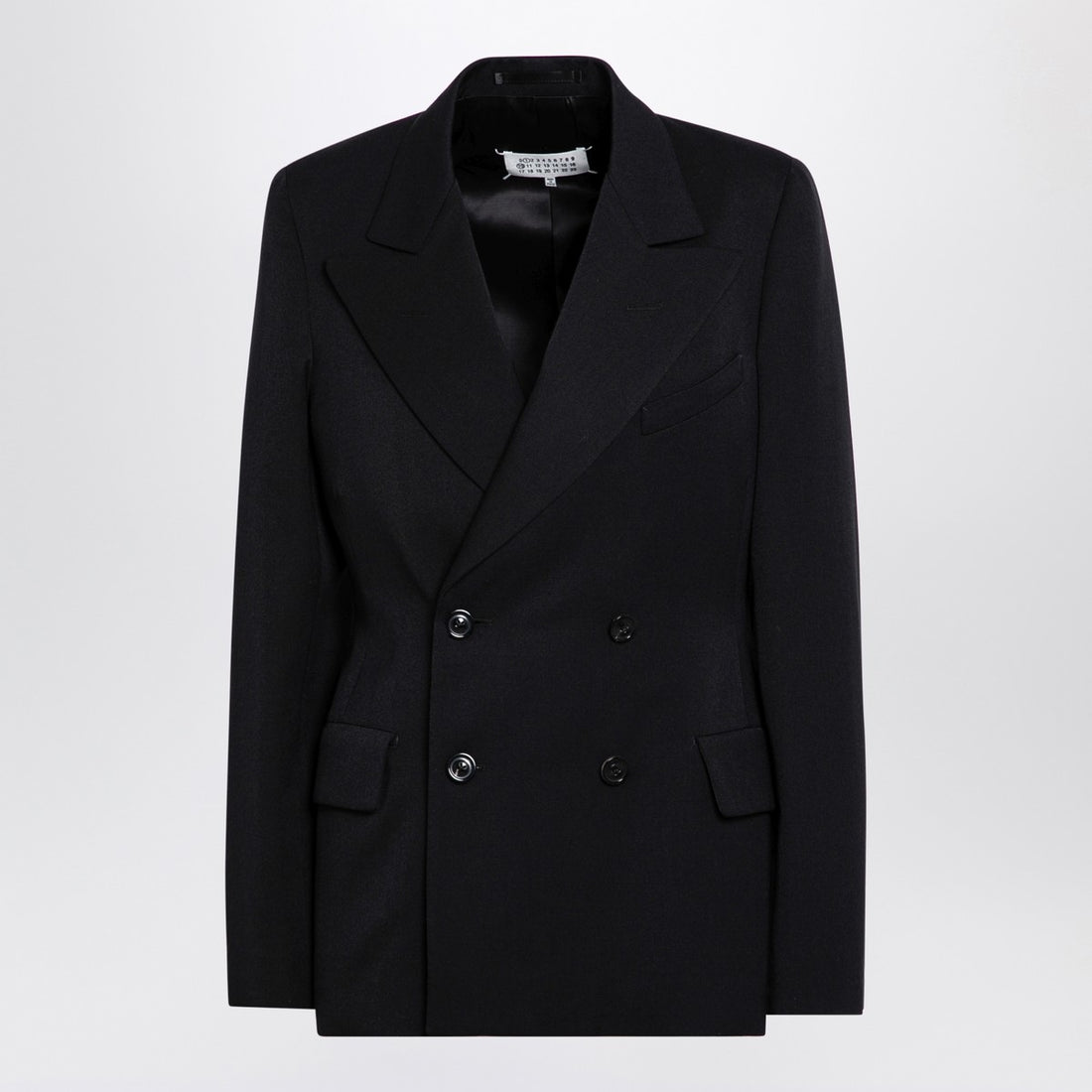Maison Margiela Black Double-Breasted Wool Jacket with Peaked Lapels Black