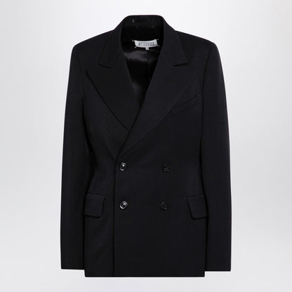 Maison Margiela Black Double-Breasted Wool Jacket with Peaked Lapels Black