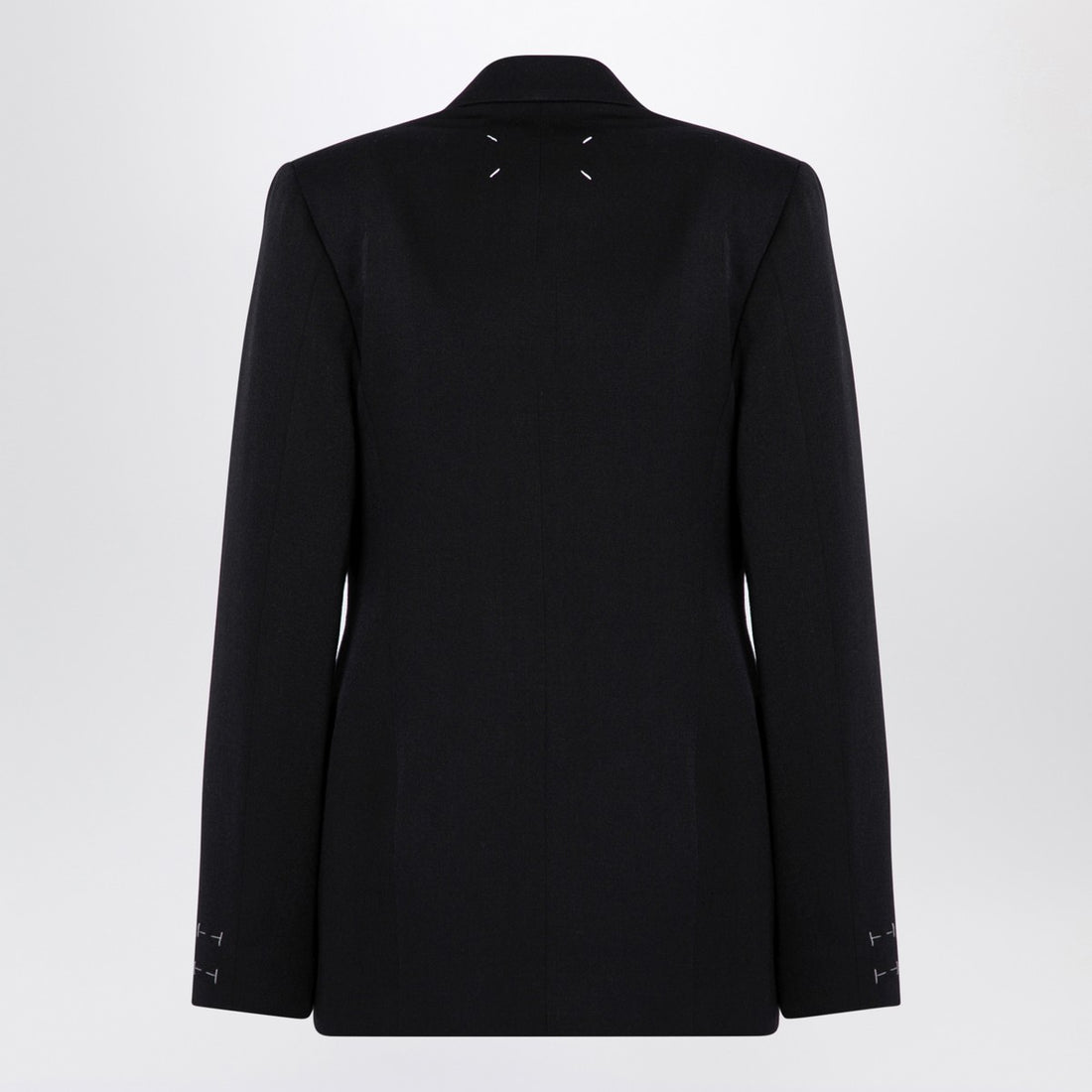 Maison Margiela Black Double-Breasted Wool Jacket with Peaked Lapels Black