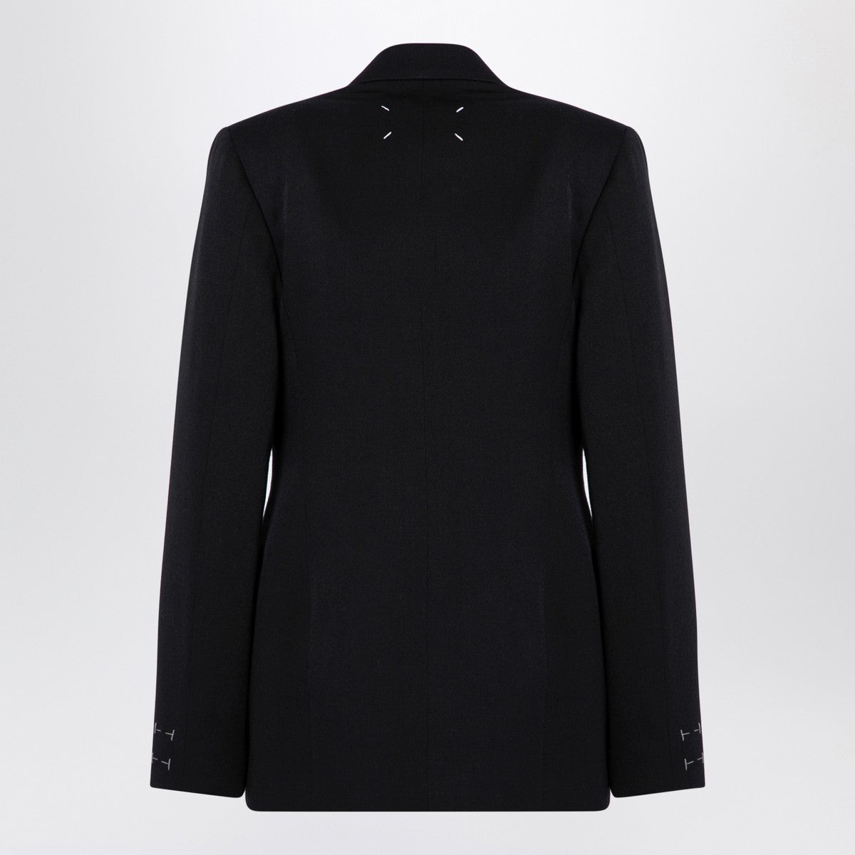 Maison Margiela Black Double-Breasted Wool Jacket with Peaked Lapels Black