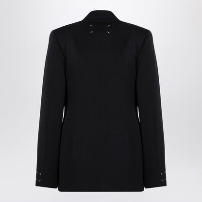 Maison Margiela Black Double-Breasted Wool Jacket with Peaked Lapels Black