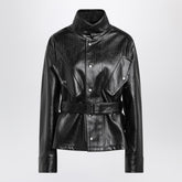 Maison Margiela Black Glossy Laminated Cotton Belted Jacket Black