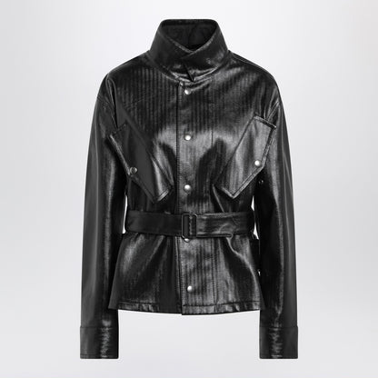 Maison Margiela Black Glossy Laminated Cotton Belted Jacket Black