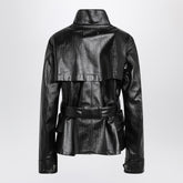 Maison Margiela Black Glossy Laminated Cotton Belted Jacket Black