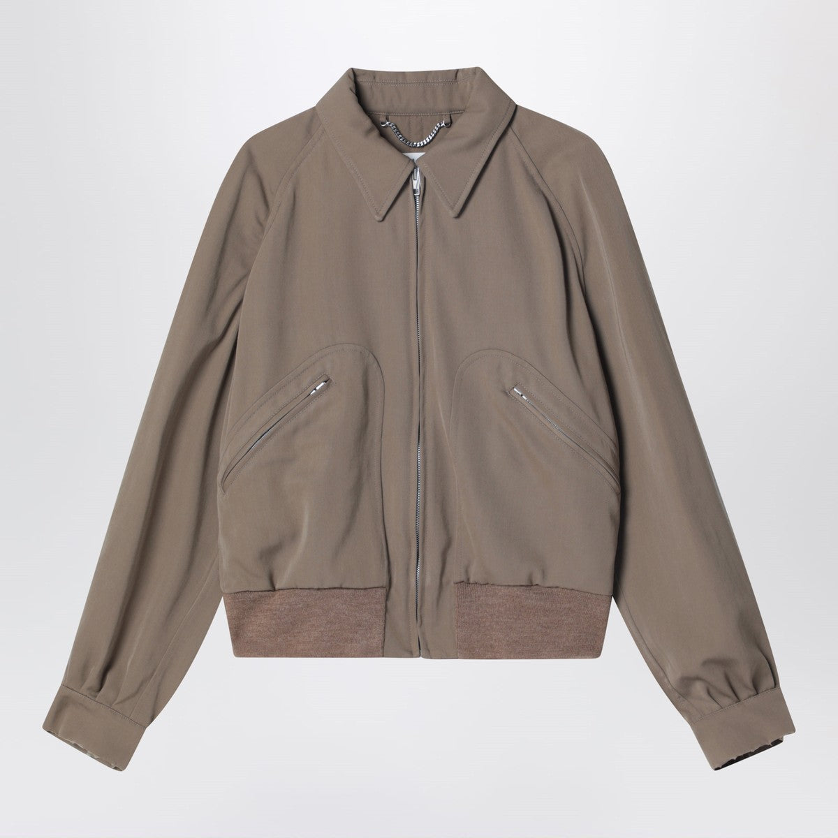 Maison Margiela Virgin Wool Zip-Up Jacket Beige