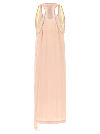 Maison Margiela Silk Lace Slip Midi Dress Dress Pink