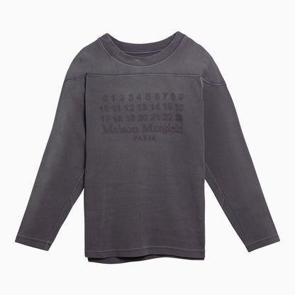 Maison Margiela Aubergine Cotton Crewneck Sweater With Tonal Logo Purple