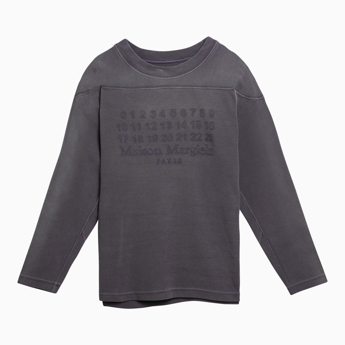 Maison Margiela Aubergine Cotton Logo Crewneck Sweater Purple