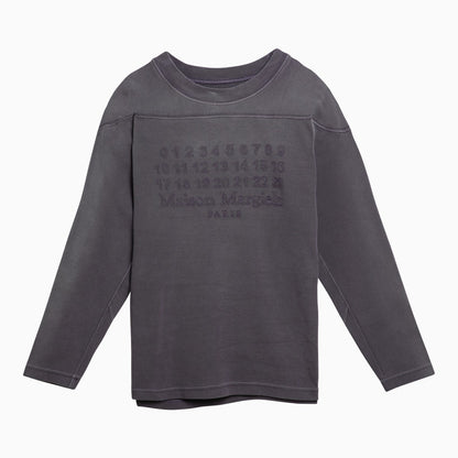Maison Margiela Aubergine Cotton Logo Crewneck Sweater Purple
