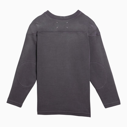 Maison Margiela Aubergine Cotton Logo Crewneck Sweater Purple