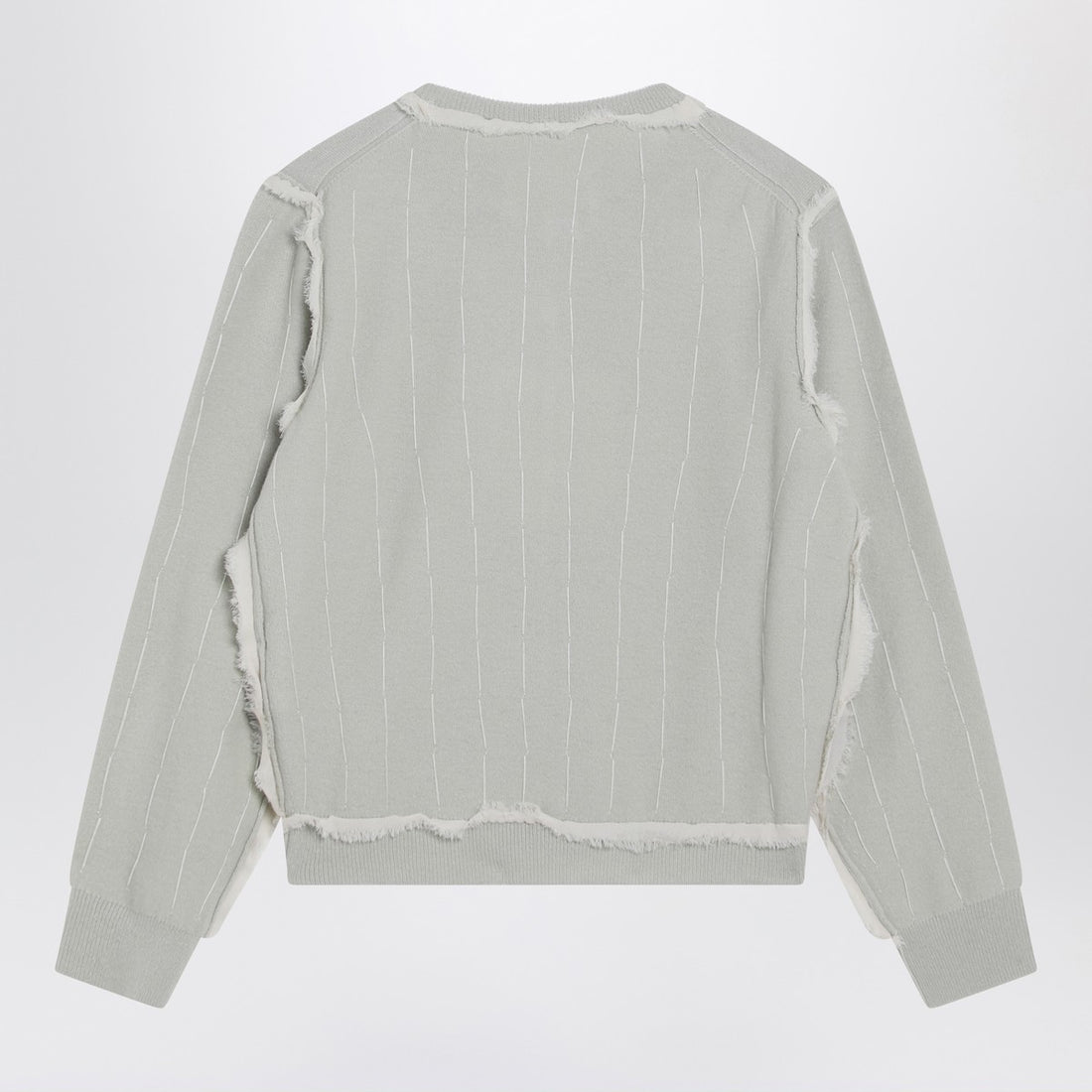 Maison Margiela Light Green Wool Cardigan with Embroidered Panel Inserts Green