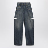 Maison Margiela Blue Ripped Tapered High-Waist Jeans White