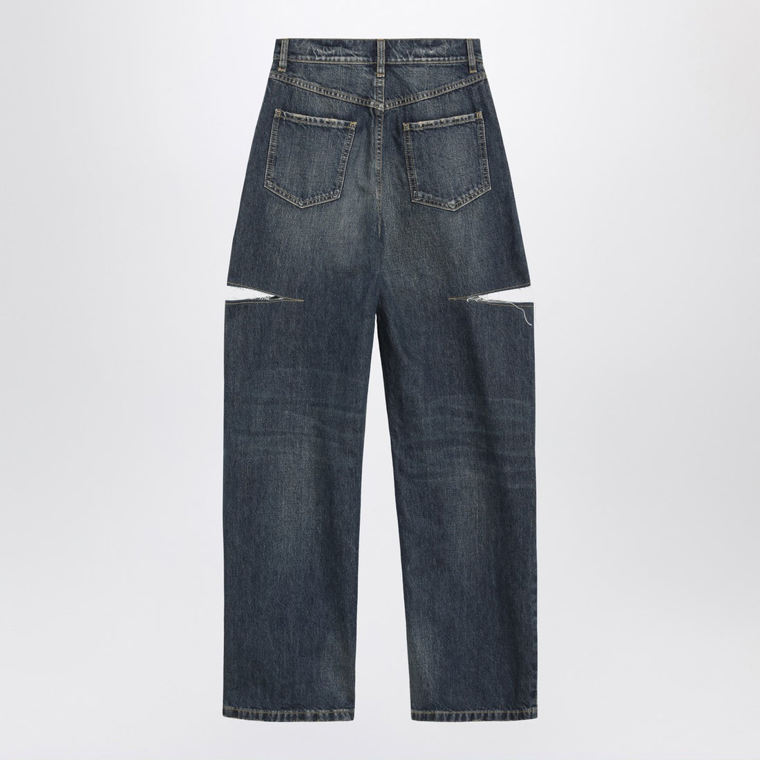 Maison Margiela Blue Ripped Tapered High-Waist Jeans White