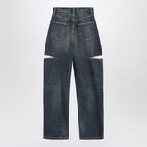 Maison Margiela Blue Ripped Tapered High-Waist Jeans White