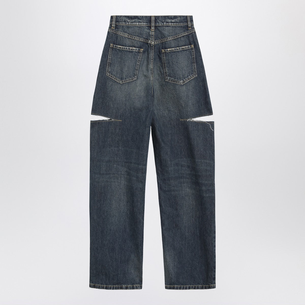 Maison Margiela Blue Ripped Tapered High-Waist Jeans White