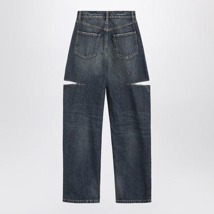 Maison Margiela Blue Ripped Tapered High-Waist Jeans White