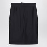Maison Margiela Navy Blue Wool-Blend Pencil Skirt with Satin Side Panels Blue