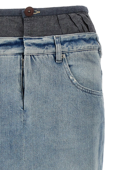Maison Margiela Slits Denim Skirt Multicolor