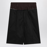 Maison Margiela Bermuda pleated high-waisted shorts with contrast stitching black Black