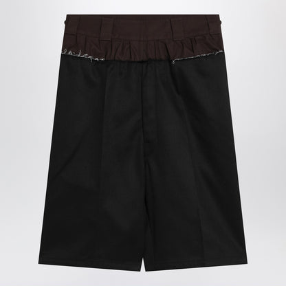 Maison Margiela Bermuda pleated high-waisted shorts with contrast stitching black Black