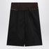 Maison Margiela Bermuda pleated high-waisted shorts with contrast stitching black Black