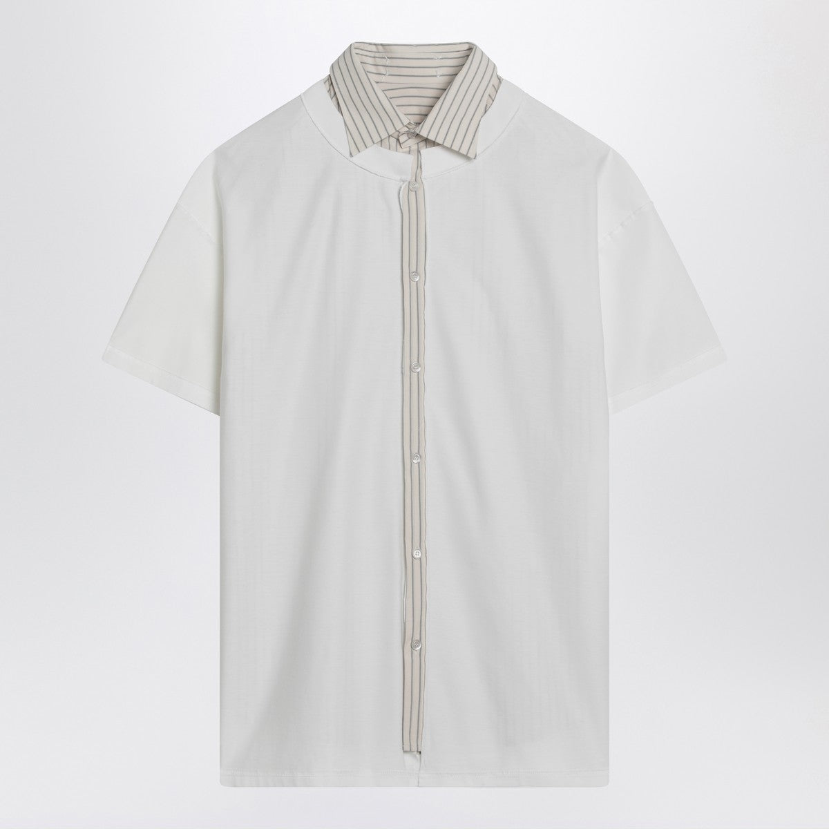 Maison Margiela White Reversed Shirt-Collar Cotton T-Shirt White