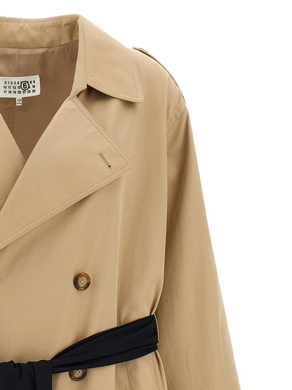 Mm6 Maison Margiela Trench Coat With Gloves Beige