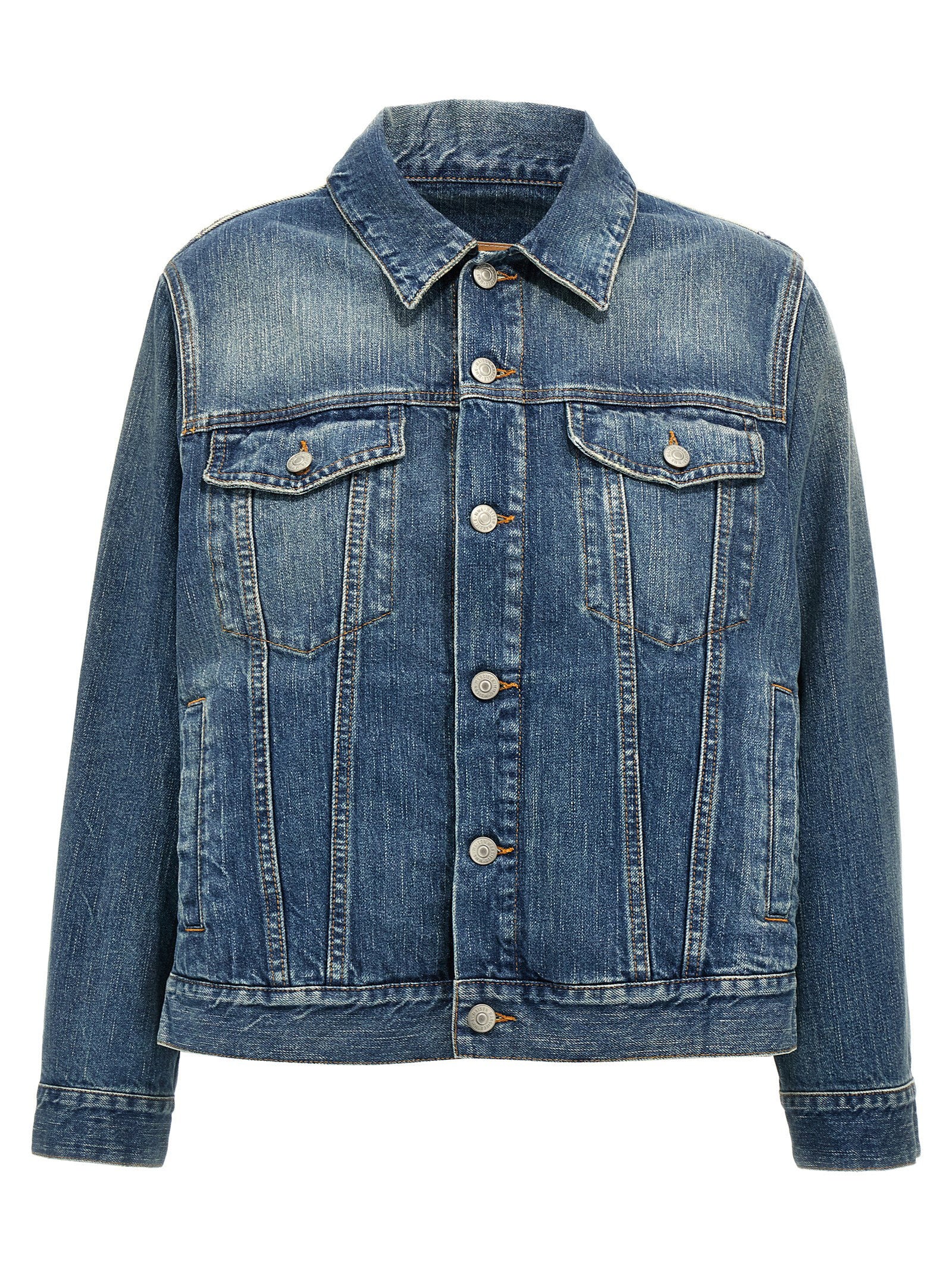 Mm6 Maison Margiela Layered Denim Jacket Blue