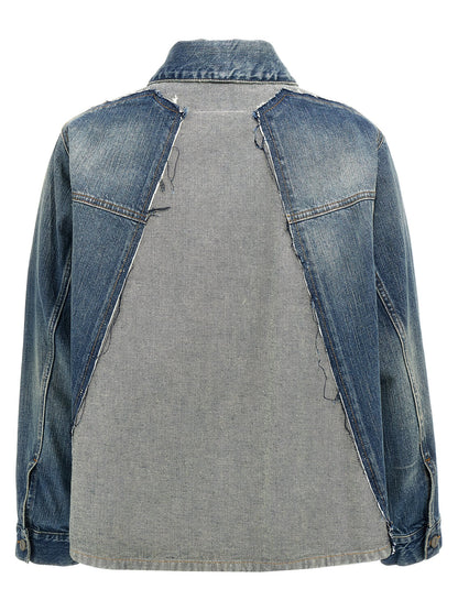 Mm6 Maison Margiela Layered Denim Jacket Blue