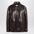 MM6 Maison Margiela Burgundy Eco-Leather Jacket with Classic Collar Burgundy