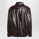 MM6 Maison Margiela Burgundy Eco-Leather Jacket with Classic Collar Burgundy