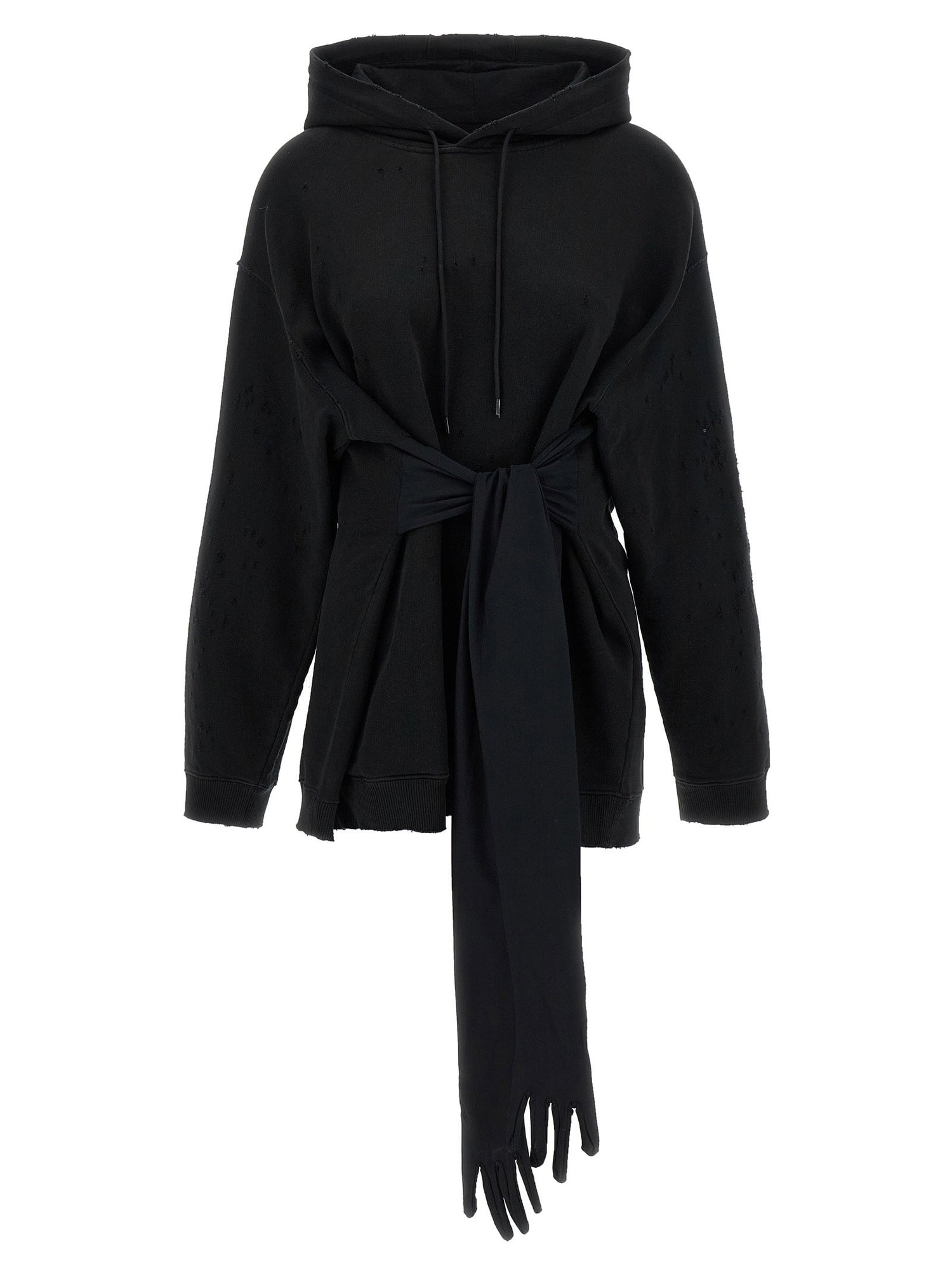 Mm6 Maison Margiela Hoodie Dress With Gloves Black