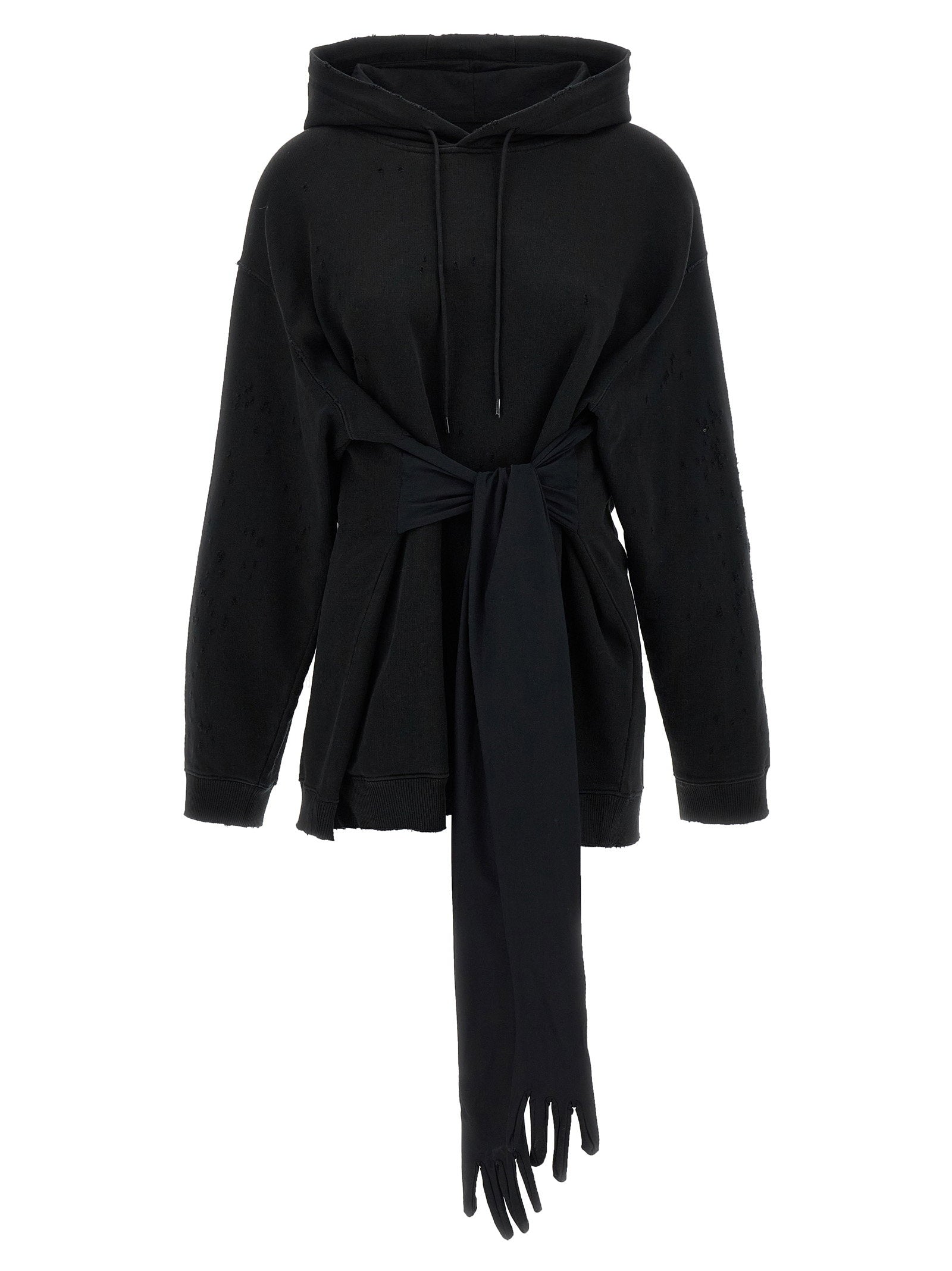 Mm6 Maison Margiela Hoodie Dress With Gloves Black