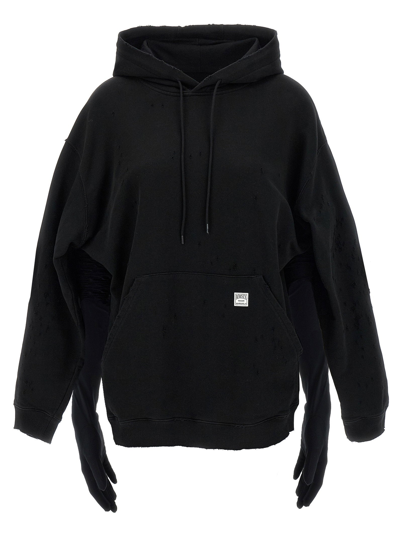 Mm6 Maison Margiela Hoodie Dress With Gloves Black