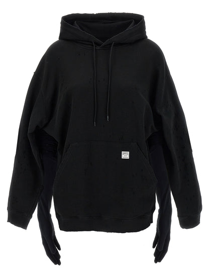 Mm6 Maison Margiela Hoodie Dress With Gloves Black