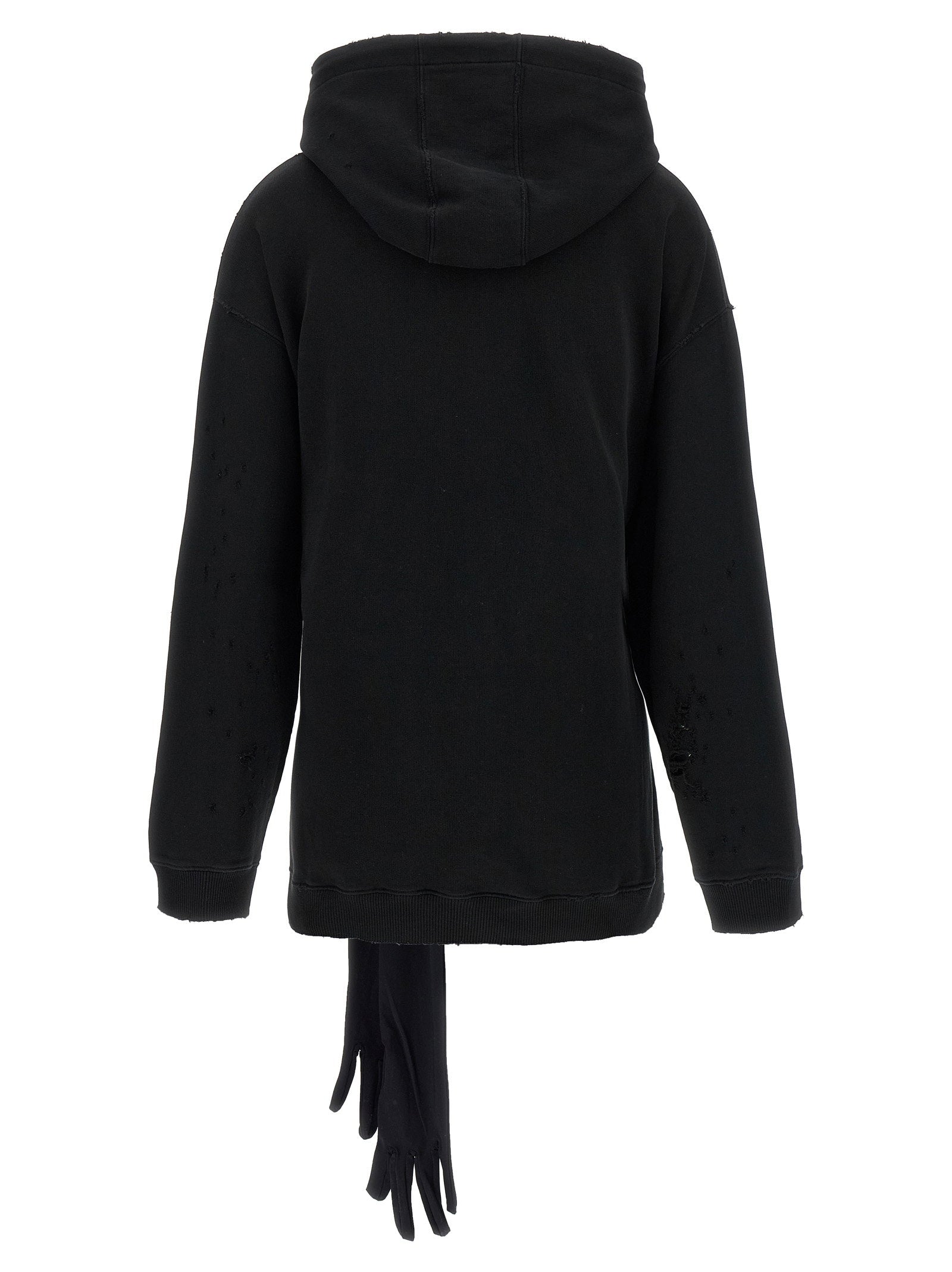 Mm6 Maison Margiela Hoodie Dress With Gloves Black