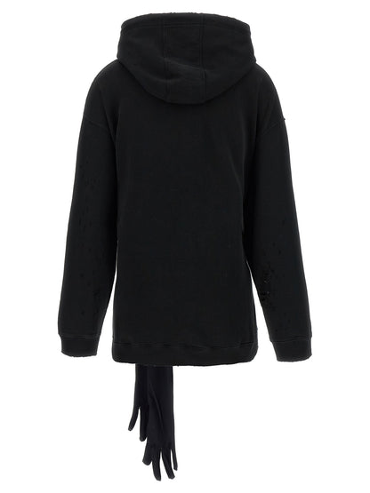 Mm6 Maison Margiela Hoodie Dress With Gloves Black