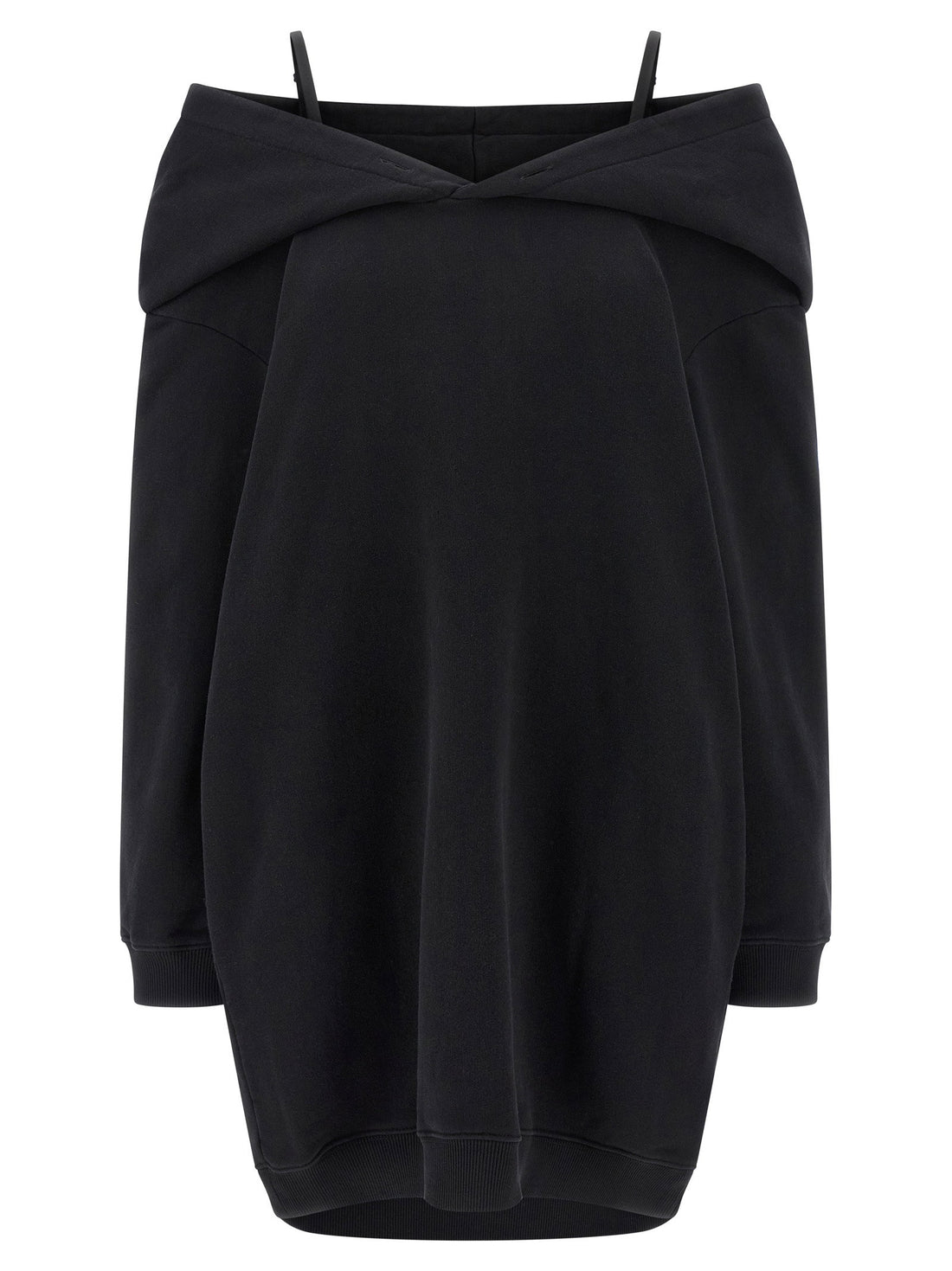 Mm6 Maison Margiela Off-shoulder Hooded Dress Black