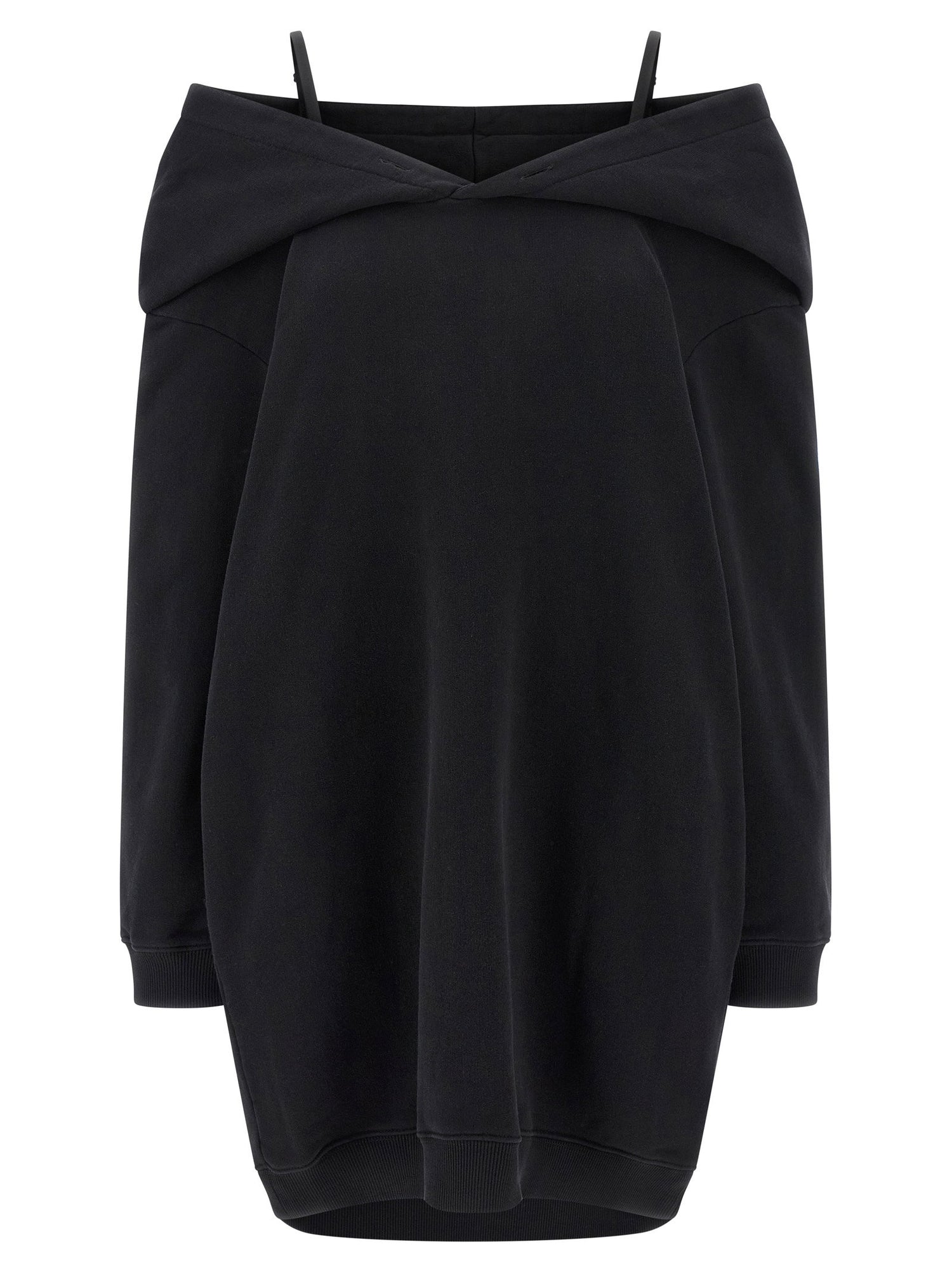 Mm6 Maison Margiela Off-shoulder Hooded Dress Black