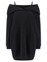 Mm6 Maison Margiela Off-shoulder Hooded Dress Black