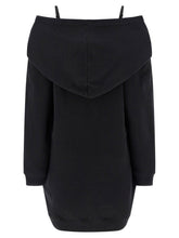 Mm6 Maison Margiela Off-shoulder Hooded Dress Black