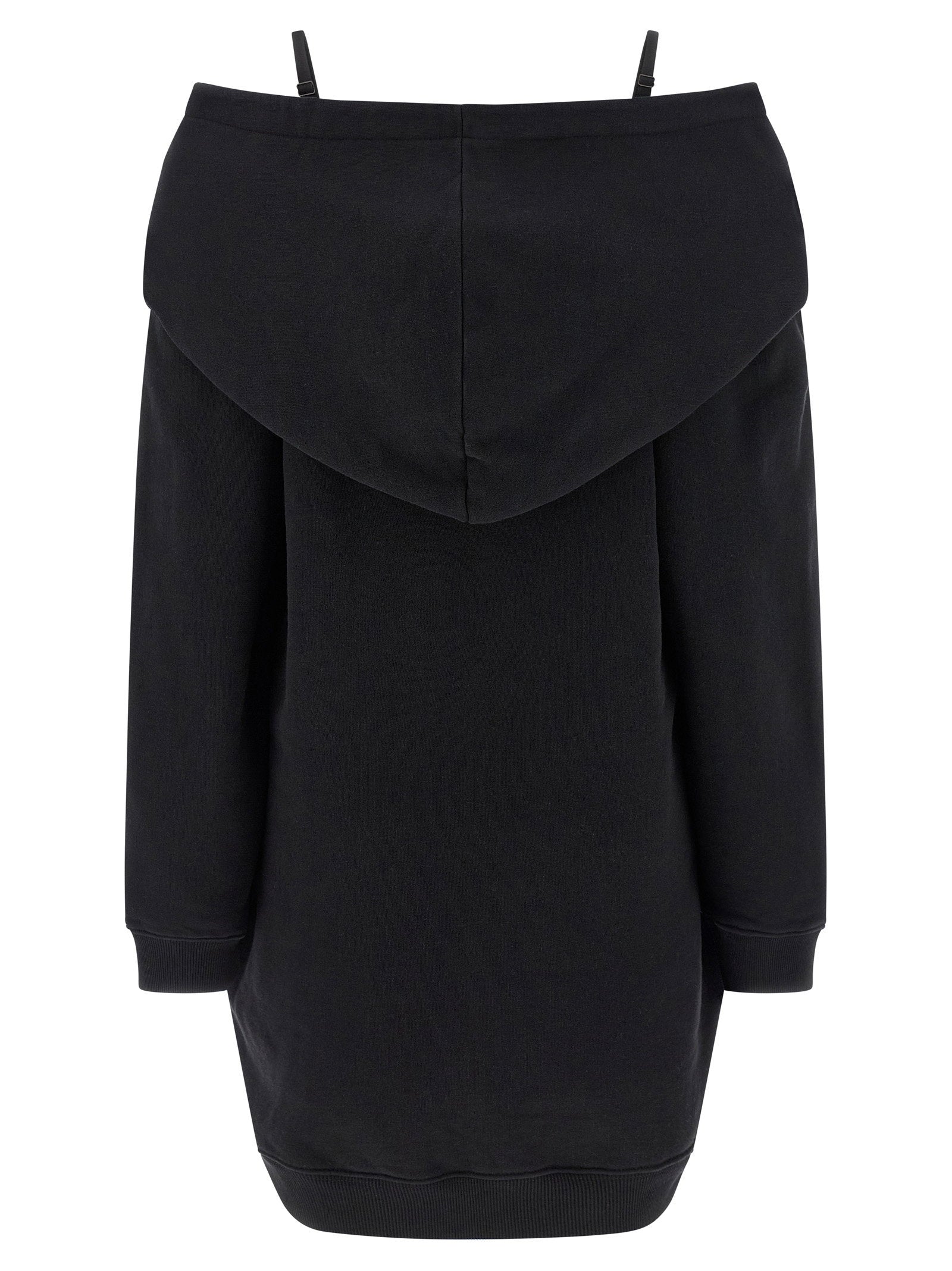 Mm6 Maison Margiela Off-shoulder Hooded Dress Black