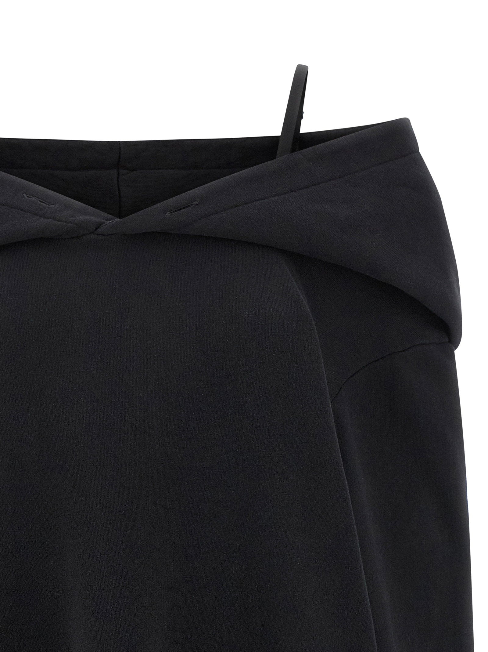 Mm6 Maison Margiela Off-shoulder Hooded Dress Black