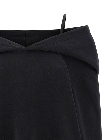 Mm6 Maison Margiela Off-shoulder Hooded Dress Black