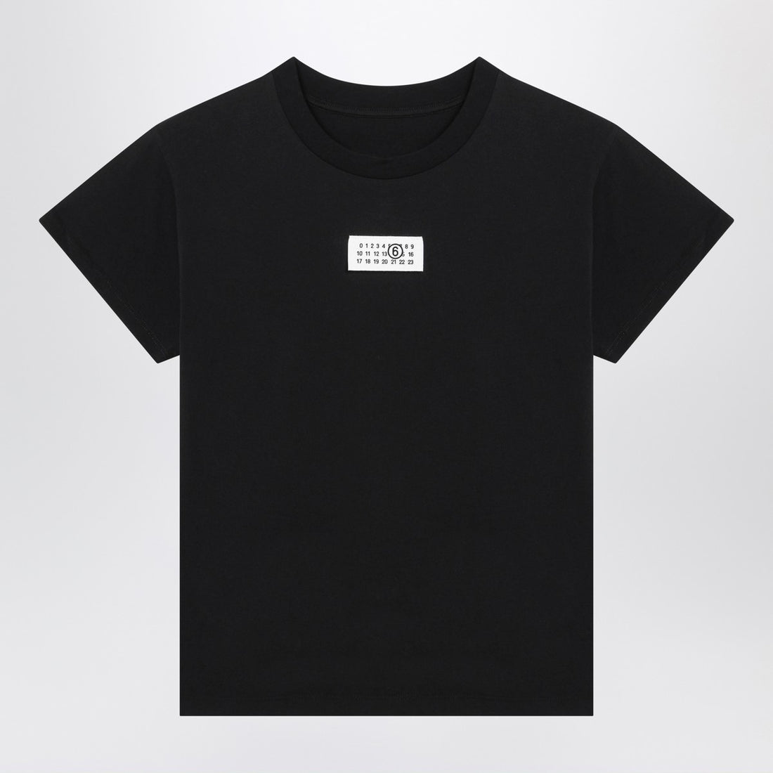 MM6 Maison Margiela Black Cotton Jersey T-shirt with Numeric Signature Patch Black