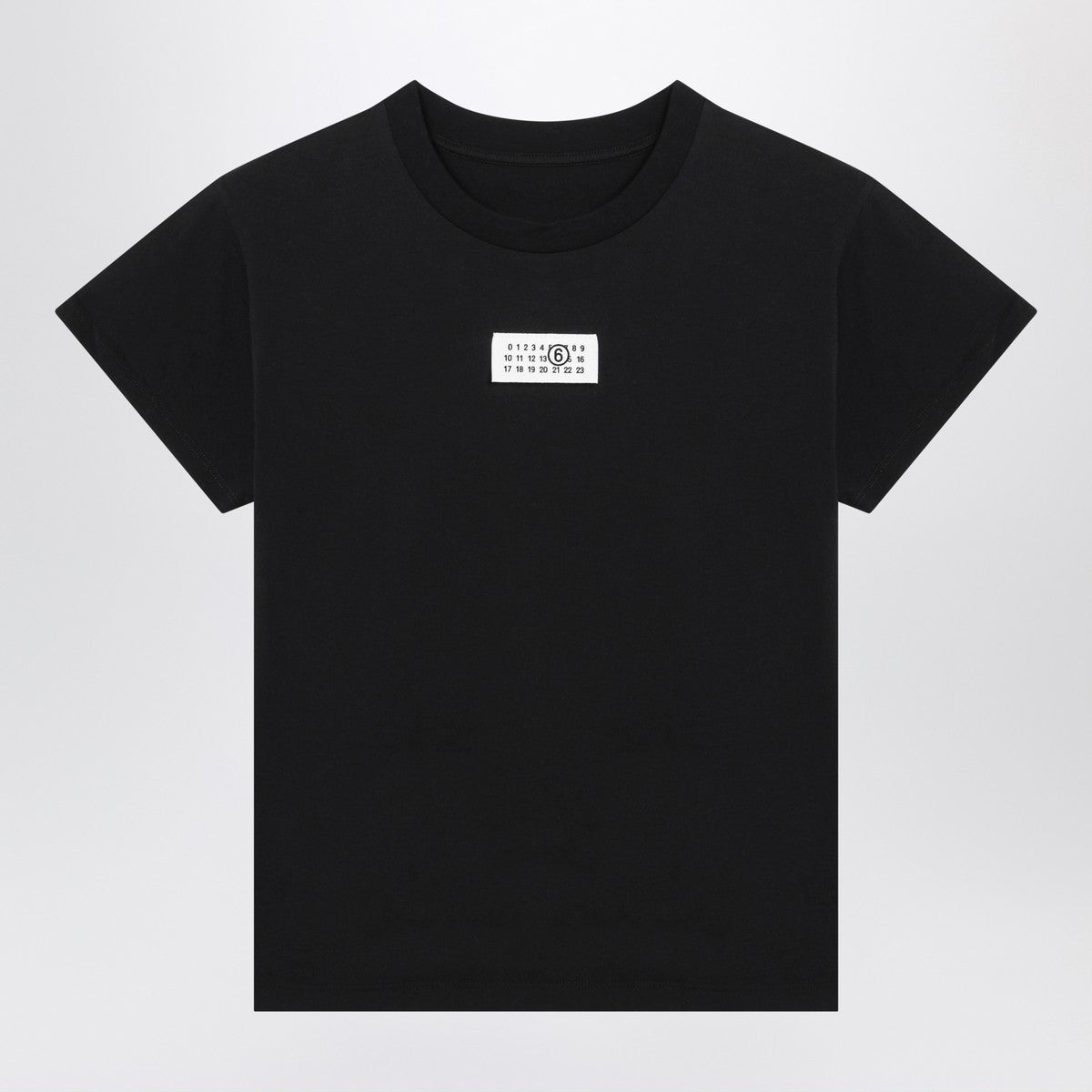 MM6 Maison Margiela Black Cotton Jersey T-shirt with Numeric Signature Patch Black