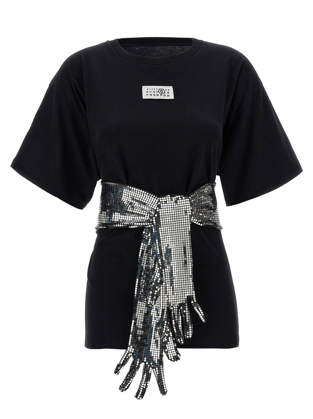 Mm6 Maison Margiela Sequin Gloves T-shirt Black